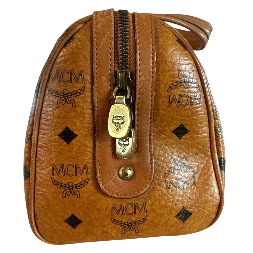 MCM Monogram Viestos Bag Cognac Leather Satchel - Picture 3 of 9